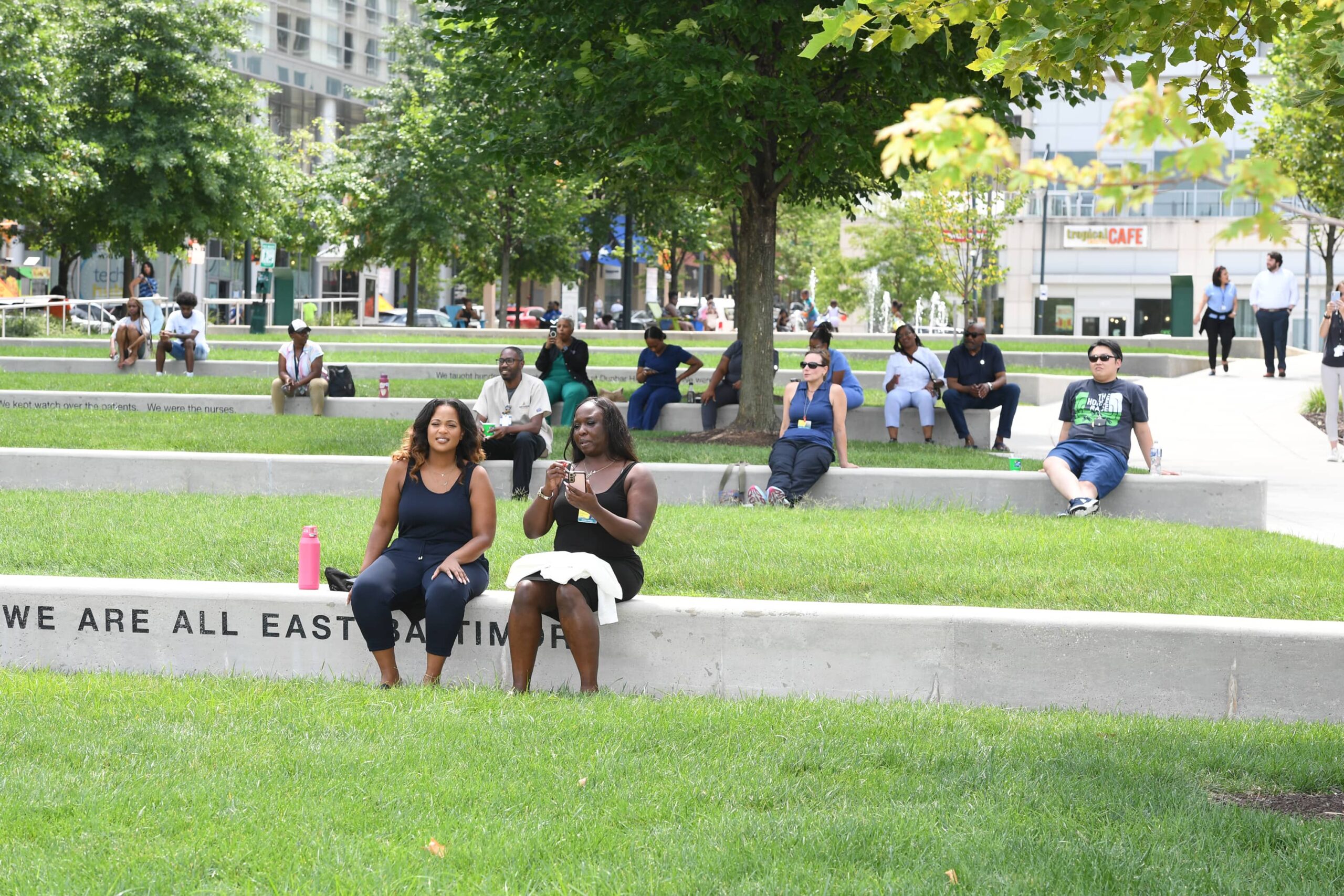 Community members enjoying summer activities at Eager Park